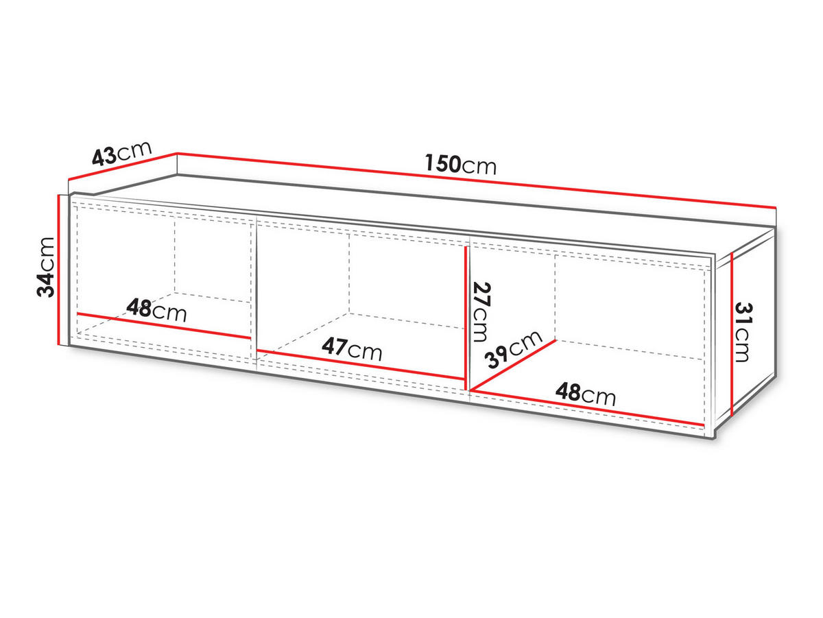 TV-LOWBOARD Calabrini 150 04 - Kaschmir, Holzwerkstoff (150/37/43cm) - MIRJAN24