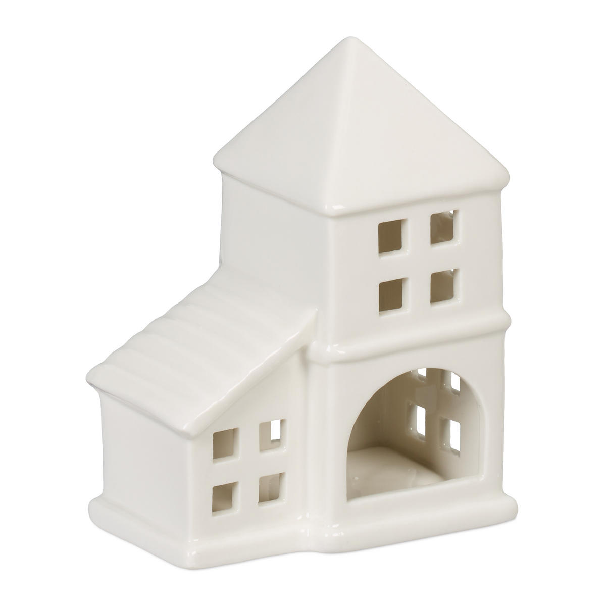 TEELICHTHAUS - Weiß, Keramik (11.5cm) - Relaxdays