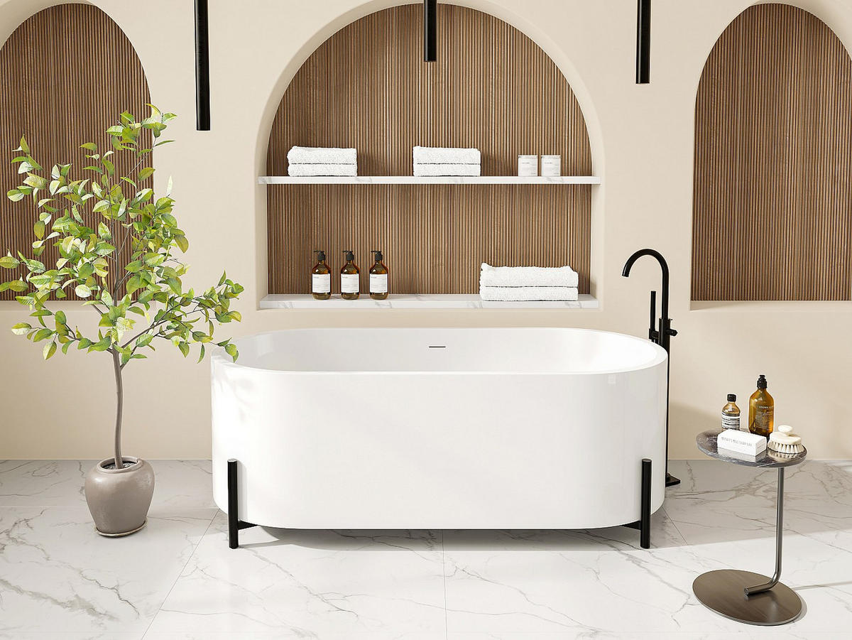 BADEWANNE - 160 cm x 73.5 cm - Acryl - Schwarz, Weiß - Schwarz/Weiß, Kunststoff (160/59/73.5cm) - Vente-Unique