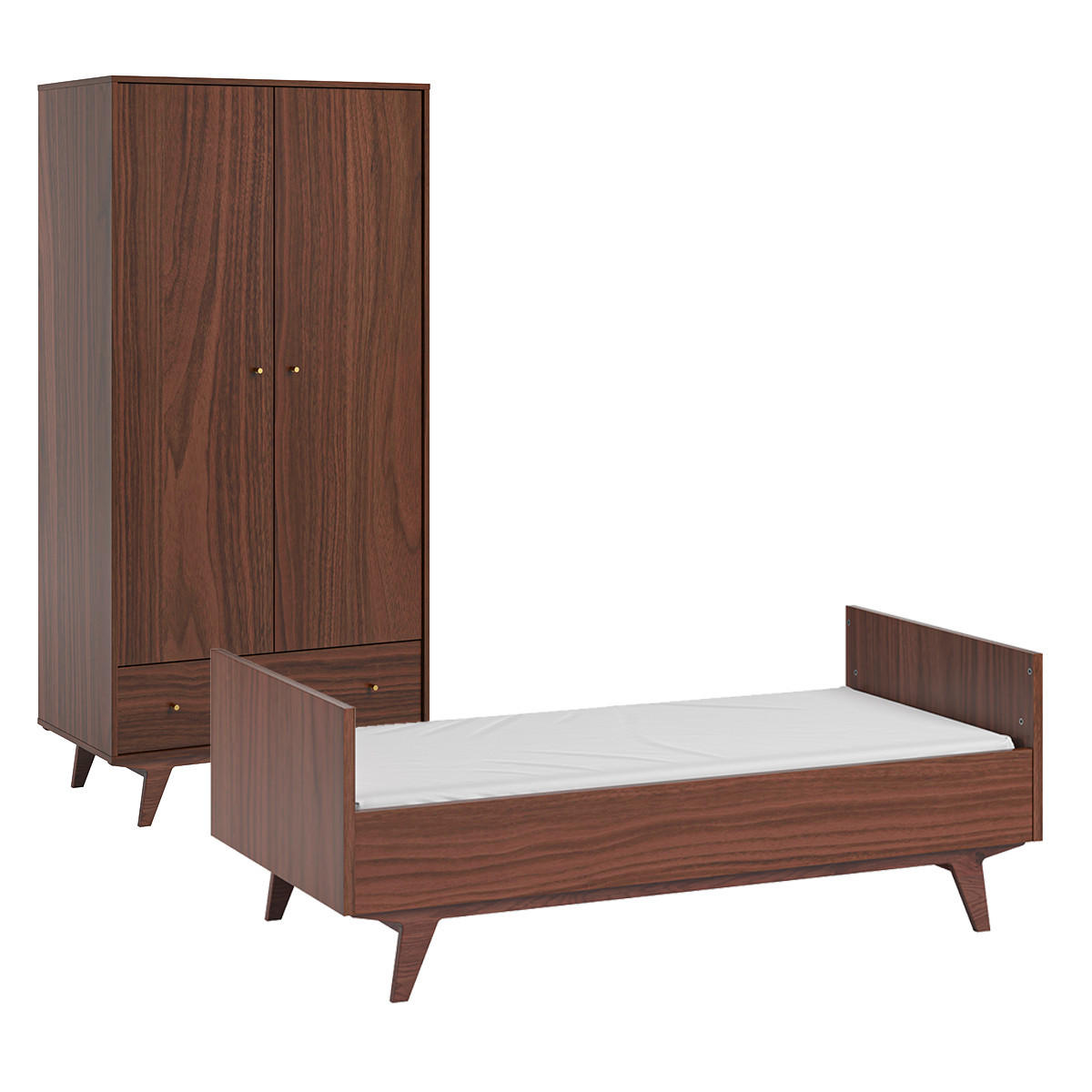 BABYZIMMER 2-teilig Mid Holz - Braun, Holzwerkstoff (144/90/75cm) - Petits-meubles