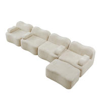 ECKSOFA DE-34348 Wellenform mit Ottoman Beige - Beige, Textil (167/384cm) - ComfortXL