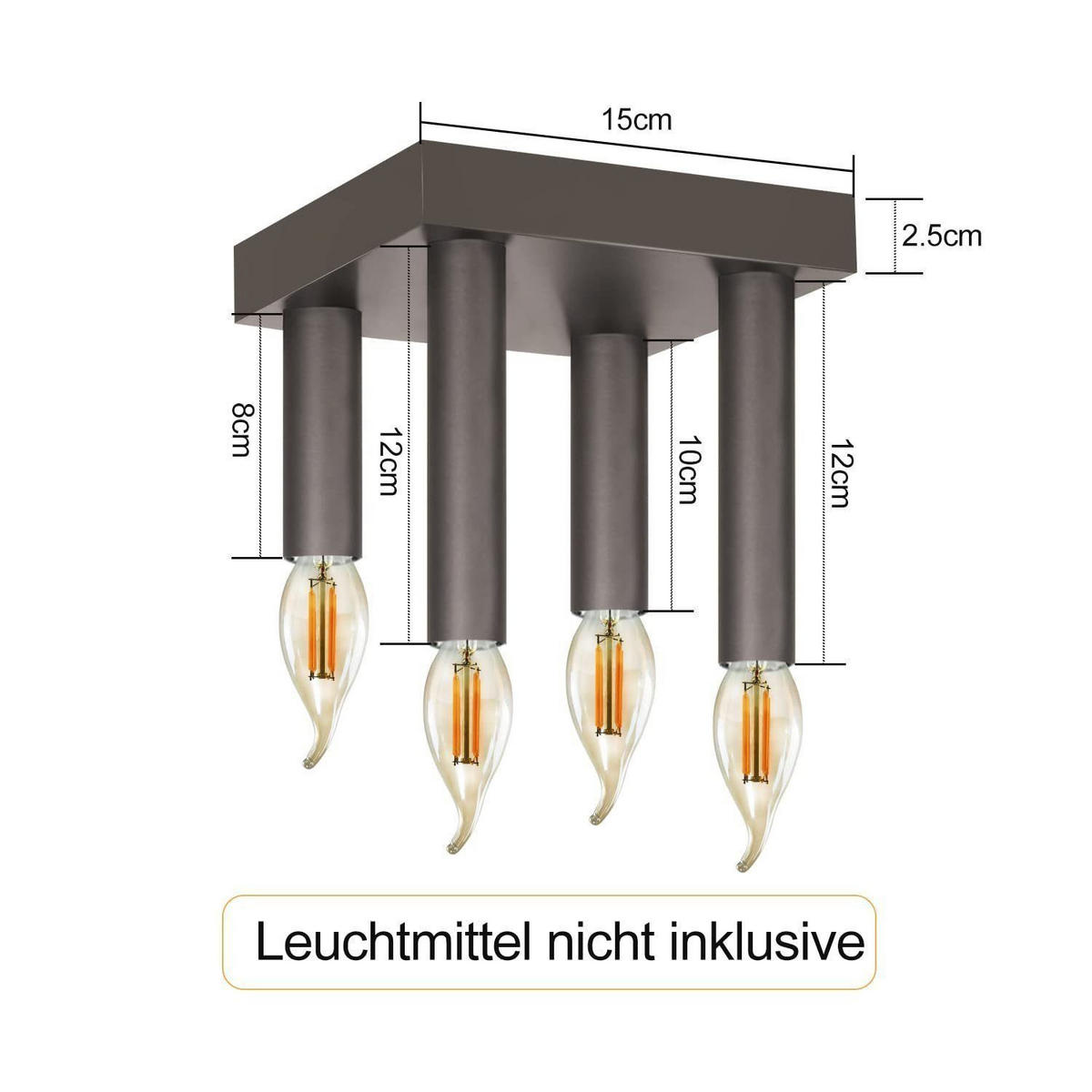 DECKENLEUCHTE Clemens 15/15/15 cm - Schwarz, Metall (15/15/15cm) - Nettlife
