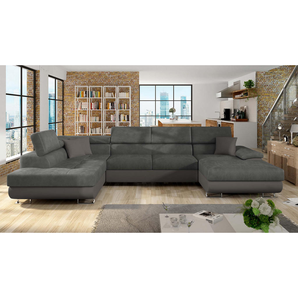 Thumbnail - Mirjan24 Wohnlandschaft, Dunkelgrau, Holz, links montierbar, 345x91x202 cm, Wohnzimmer, Sofas & Couches, Wohnlandschafte...