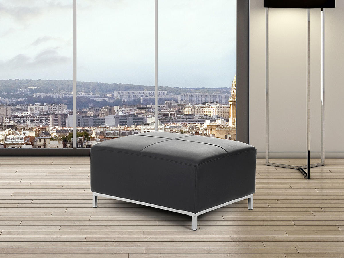 OTTOMANE Oslo 71/95/46 cm - Schwarz, Leder (95/46/71cm) - Beliani