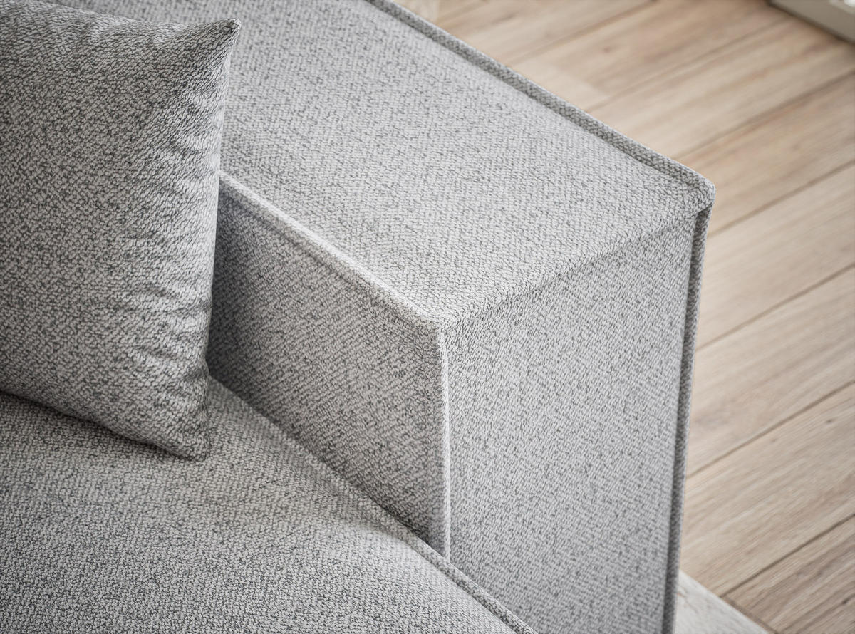 ECKSOFA MIT SCHLAFFUNKTION Zaya Hellgrau Webstoff - Hellgrau/Schwarz, Holz/Holzwerkstoff (255/148cm) - Maison de Reve