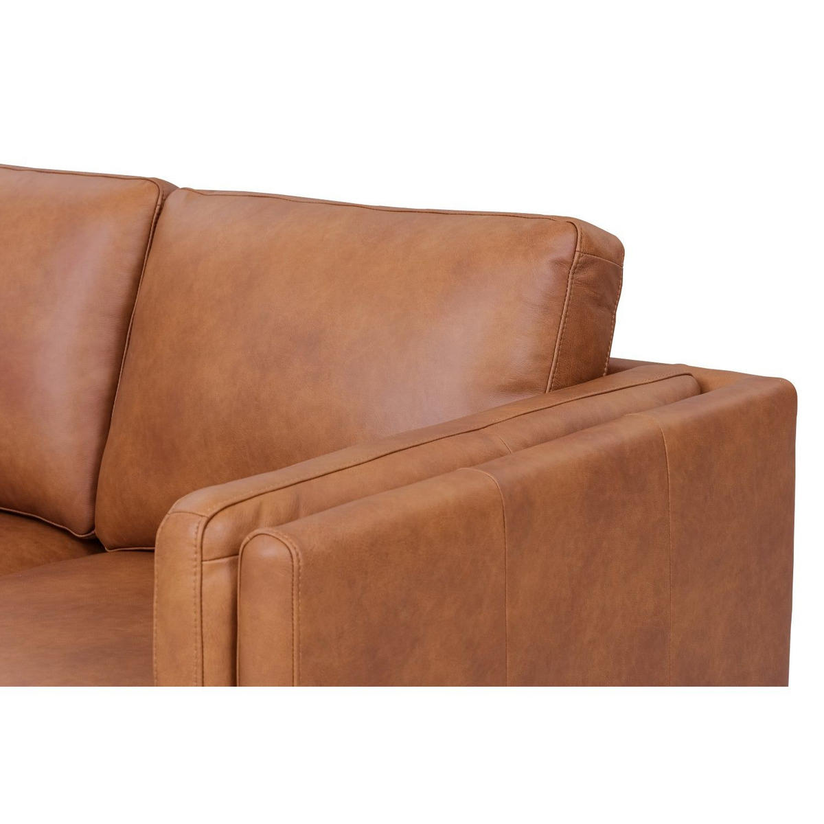 ZWEISITZER-SOFA Echtleder Cognac Braun - Schwarz/Braun, Leder/Metall (157/83/88cm) - Furnhouse