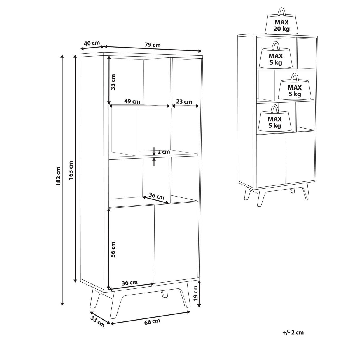 SCHRANK 3 Fächer Columbus - Dunkelbraun, Holzwerkstoff (79/182/40cm) - Beliani