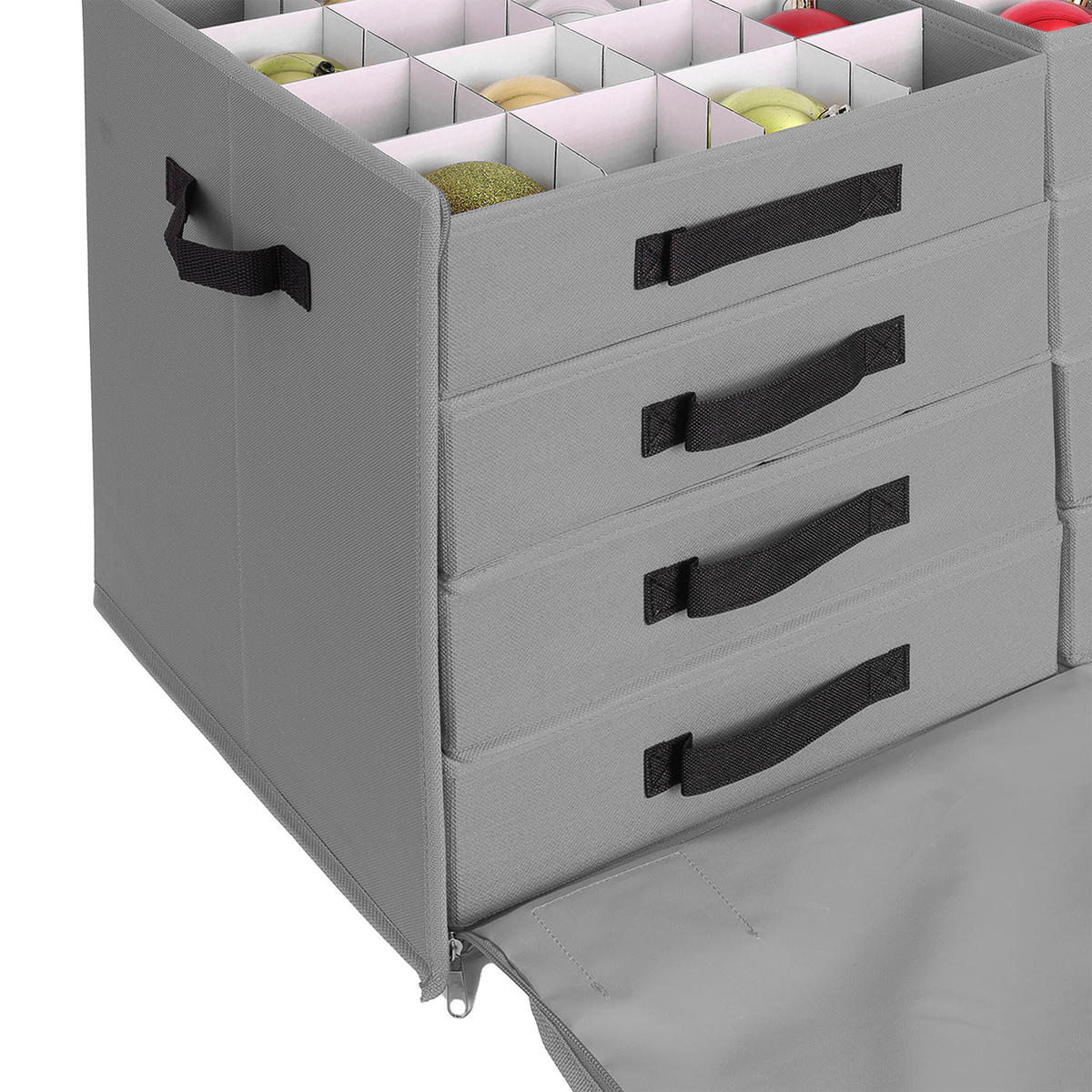 WEIHNACHTSKUGEL-AUFBEWAHRUNGSBOX - Grau, Wellpappe/Textil (73/40/36.5cm) - Relaxdays