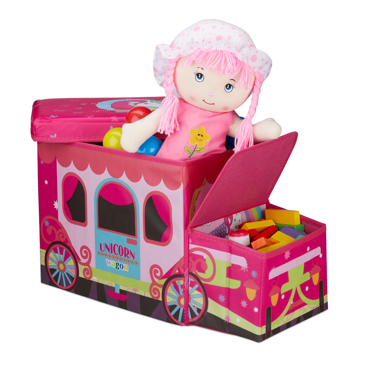 SITZBOX Kinder - Pink, Holzwerkstoff/Wellpappe (27/33/56cm) - Relaxdays