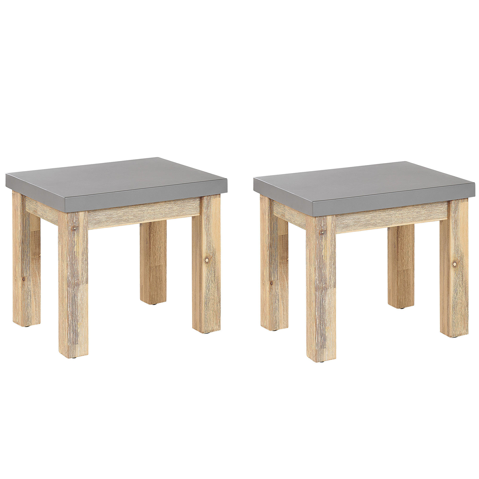 GARTENSTUHL 2er-Set Akazienholz grau Ostuni - Grau, Stein (50/45/40cm) - Beliani