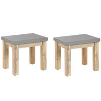 GARTENSTUHL 2er-Set Akazienholz grau Ostuni - Grau, Stein (50/45/40cm) - Beliani