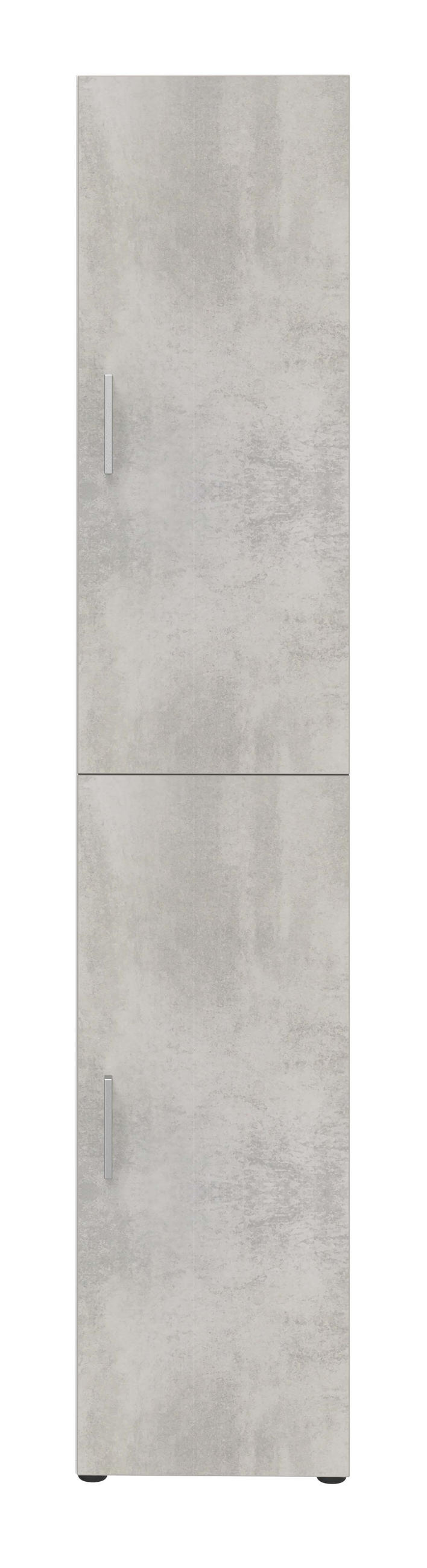 AKTENSCHRANK - zweitürig, 6 Fächer - Weiß/Beton - Grau, Holzwerkstoff (40/212.5/34.4cm) - Röhr