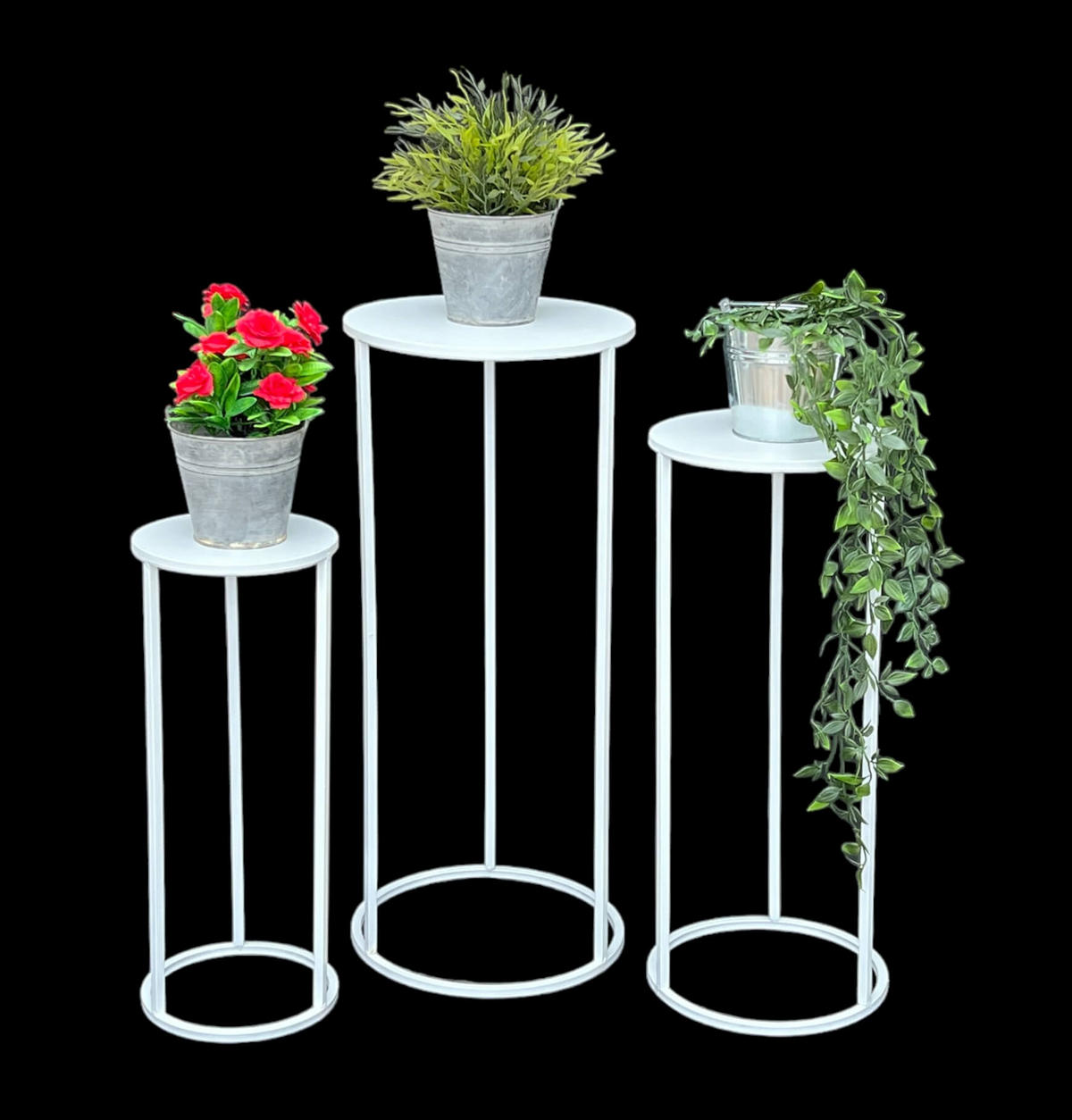 BLUMENHOCKER Metall Weiß Rund 3er Set - Weiß, Metall (20/50/20cm) - DanDiBo