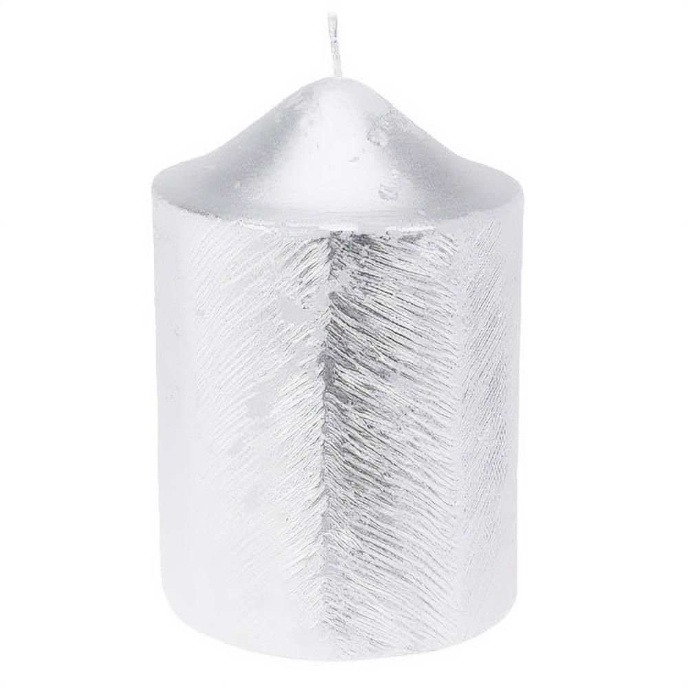 DEKORATIVE KERZE Metallmuster 7/10 cm - Silberfarben, Paraffin (7/10/7cm) - Home Styling Collection