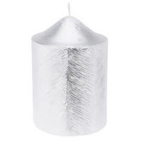 DEKORATIVE KERZE Metallmuster 7/10 cm - Silberfarben, Paraffin (7/10/7cm) - Home Styling Collection