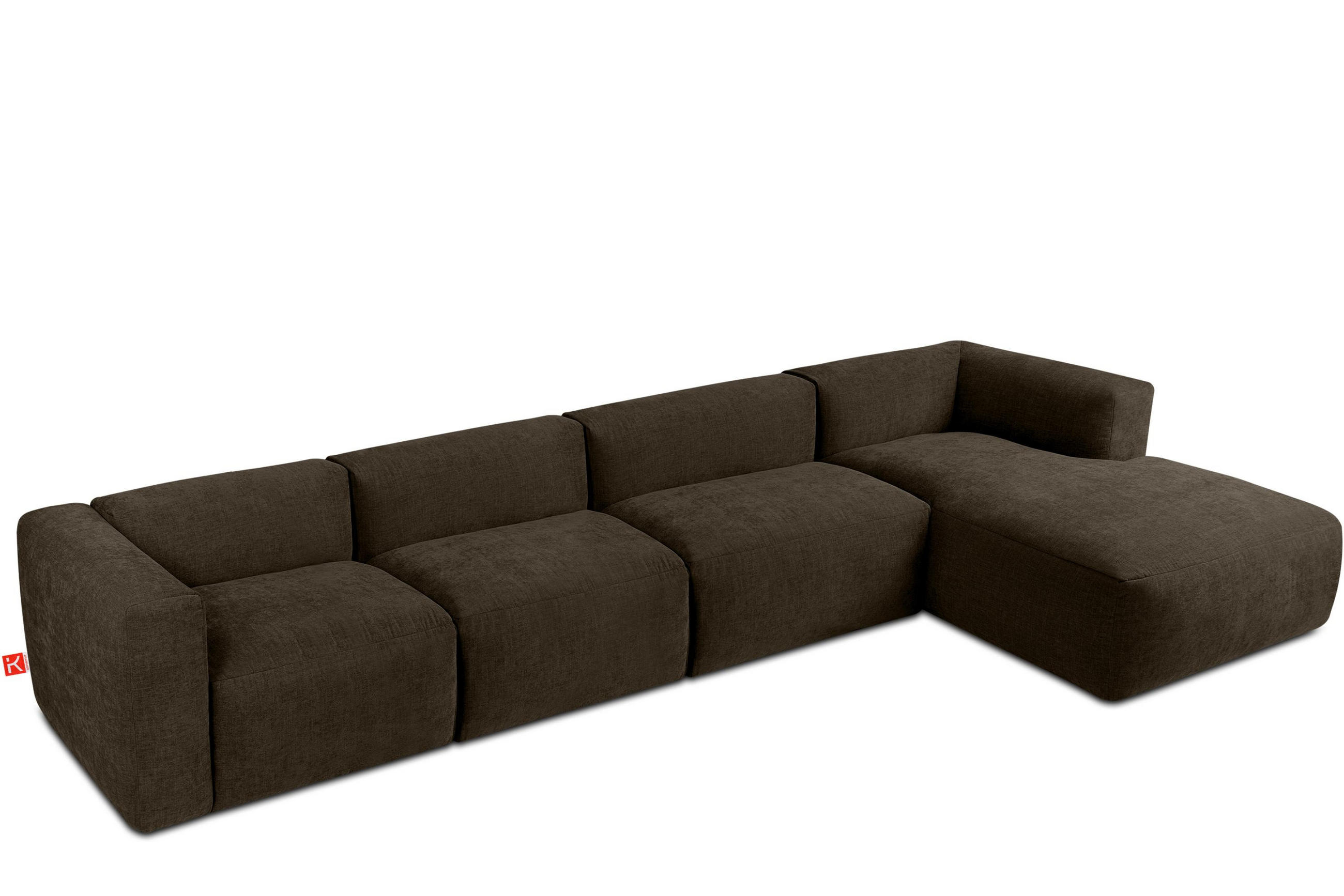 ECKMODULSOFA-RECHTS BUFFO 6-Sitzer mit extrem weicher Sitzfläche, Gewebestoff, braun - Braun, Textil (377/180cm) - KONSIMO®