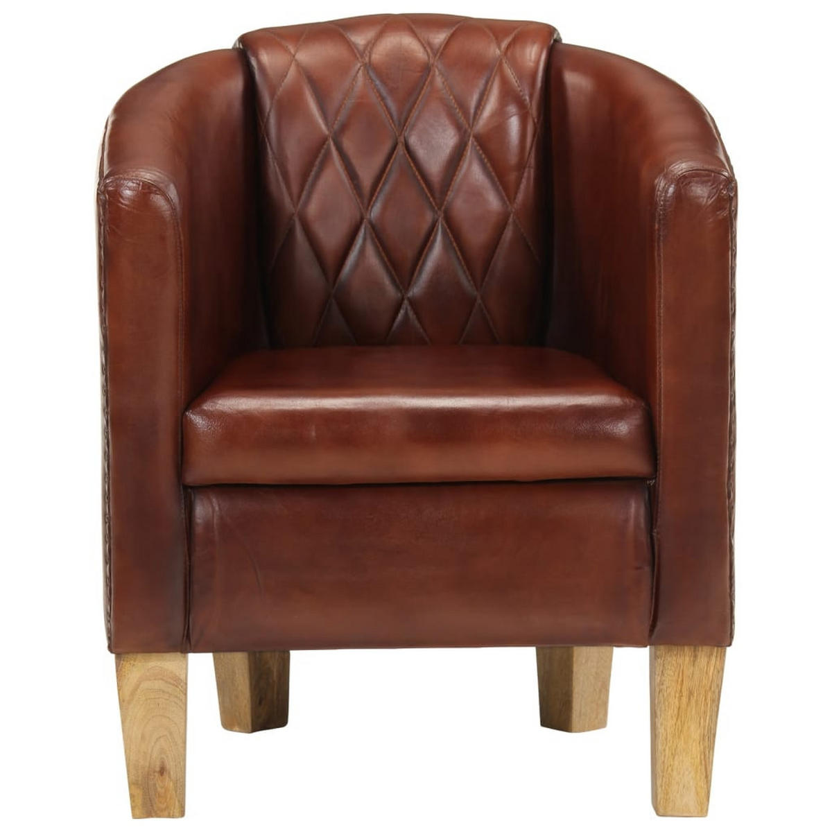 CLUBSESSEL Atmungsaktives Material 58/54/70 cm Braun Ler - Braun, Leder (54/70/58cm) - vidaXL