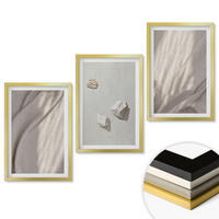 WANDBILDER 3er Set - 40x60 cm Goldrahmen - Nahaufnahmen der Struktur im Boho-Stil - Goldfarben, Kunststoff (40/60cm) - ArtPrintCave