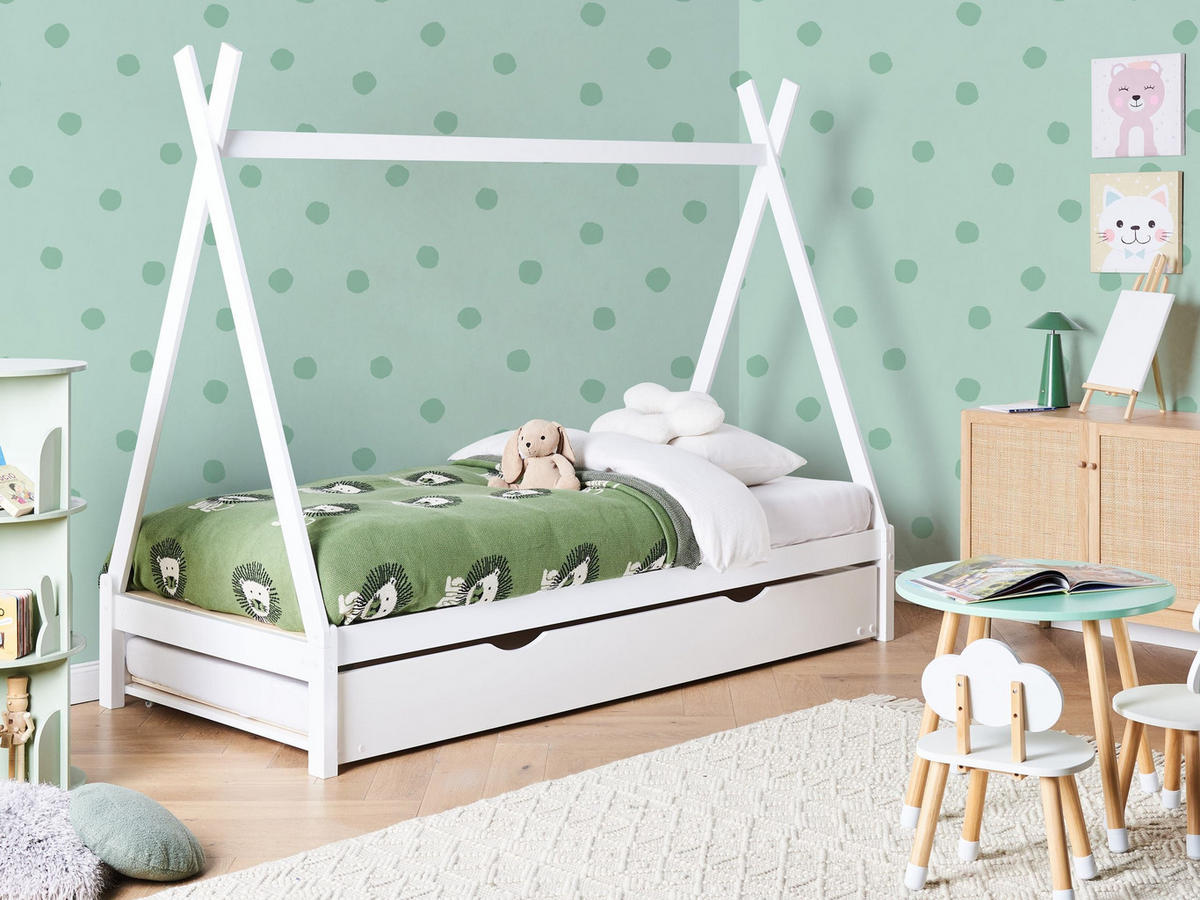 KINDERBETT 90/200 cm Weiß Talmontiers - Weiß, Holz (90/200cm) - Beliani