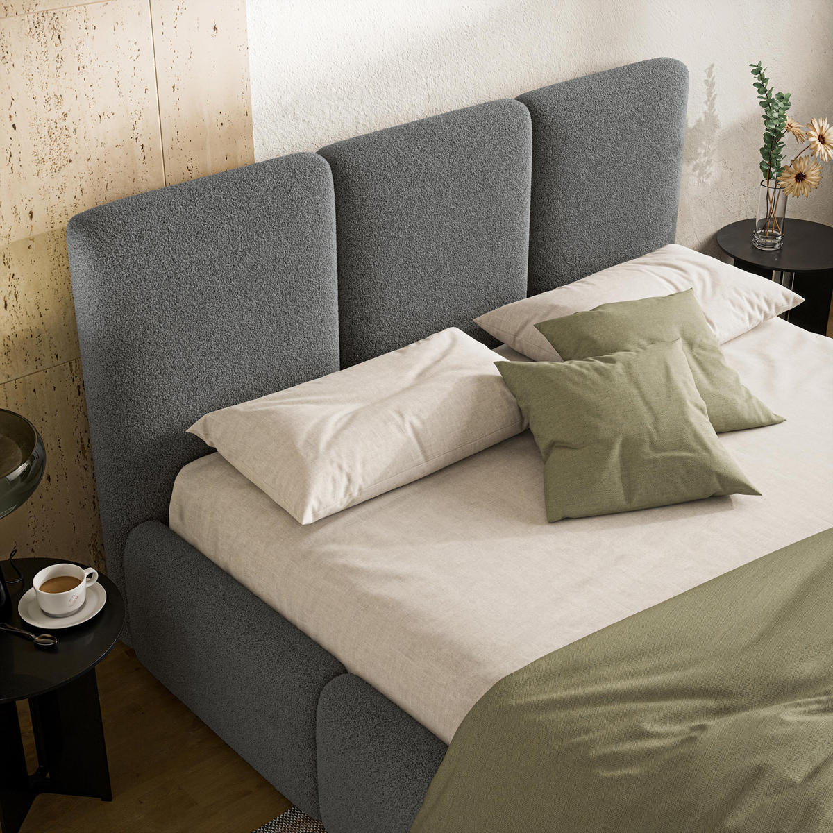 ČALOUNĚNÁ Postel ARSIL 180x200 cm Šedá - šedá, kompozitní dřevo/textil (180/200cm) - MASSENO