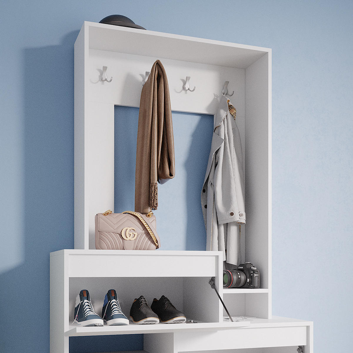 GARDEROBE Evia Weiß 100 x 180 cm - Weiß, Holzwerkstoff (100/180/39cm) - Vicco