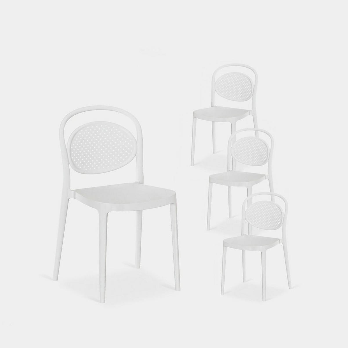 GARTENSTUHL Kira Weiß 43 cm x 80 cm 4er-Set - Weiß, Kunststoff (43/80/53cm) - Klast Home