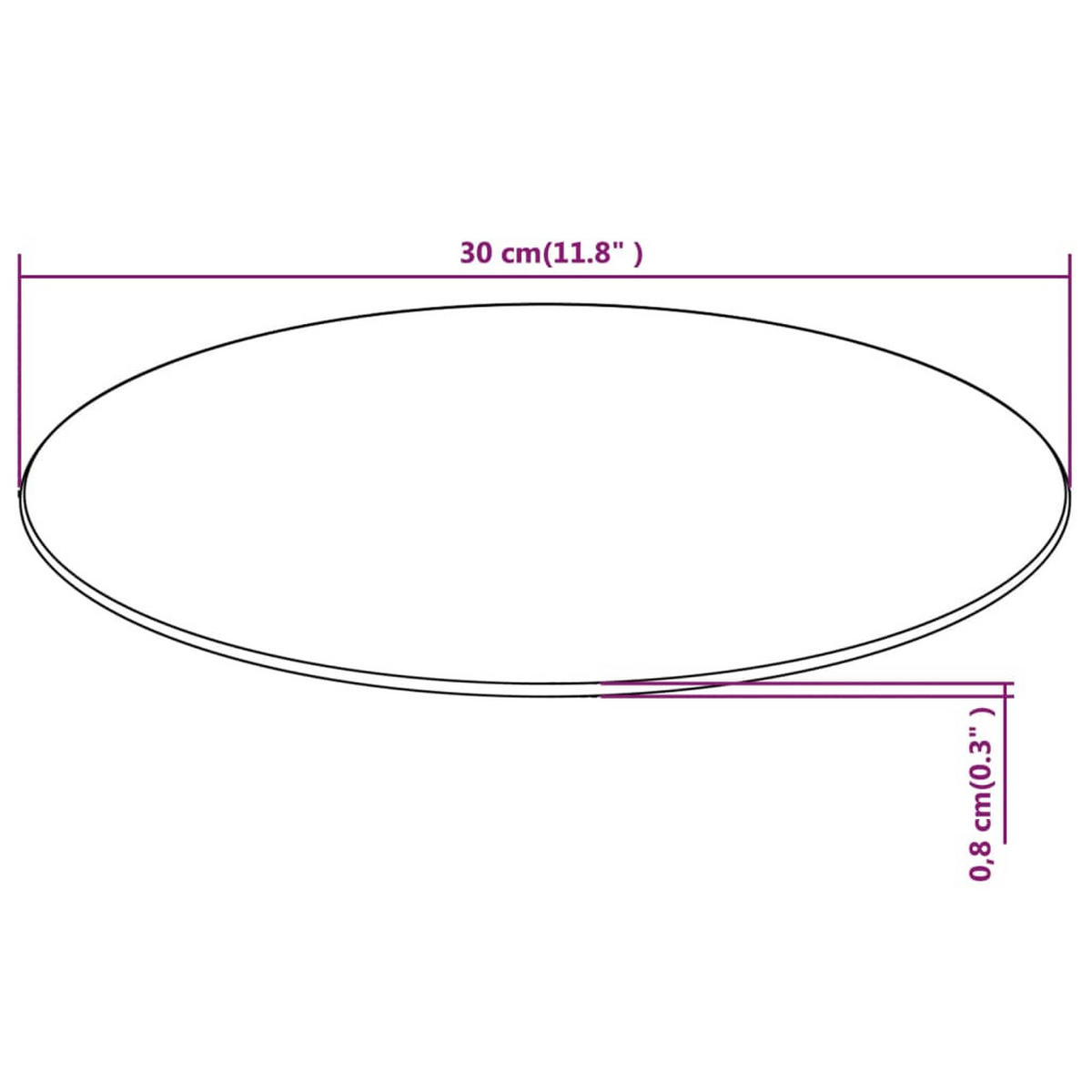 TISCHPLATTE Aus Gehärtetem Glas Rund 300 Mm - Transparent, Glas (30/30/0.8cm) - vidaXL