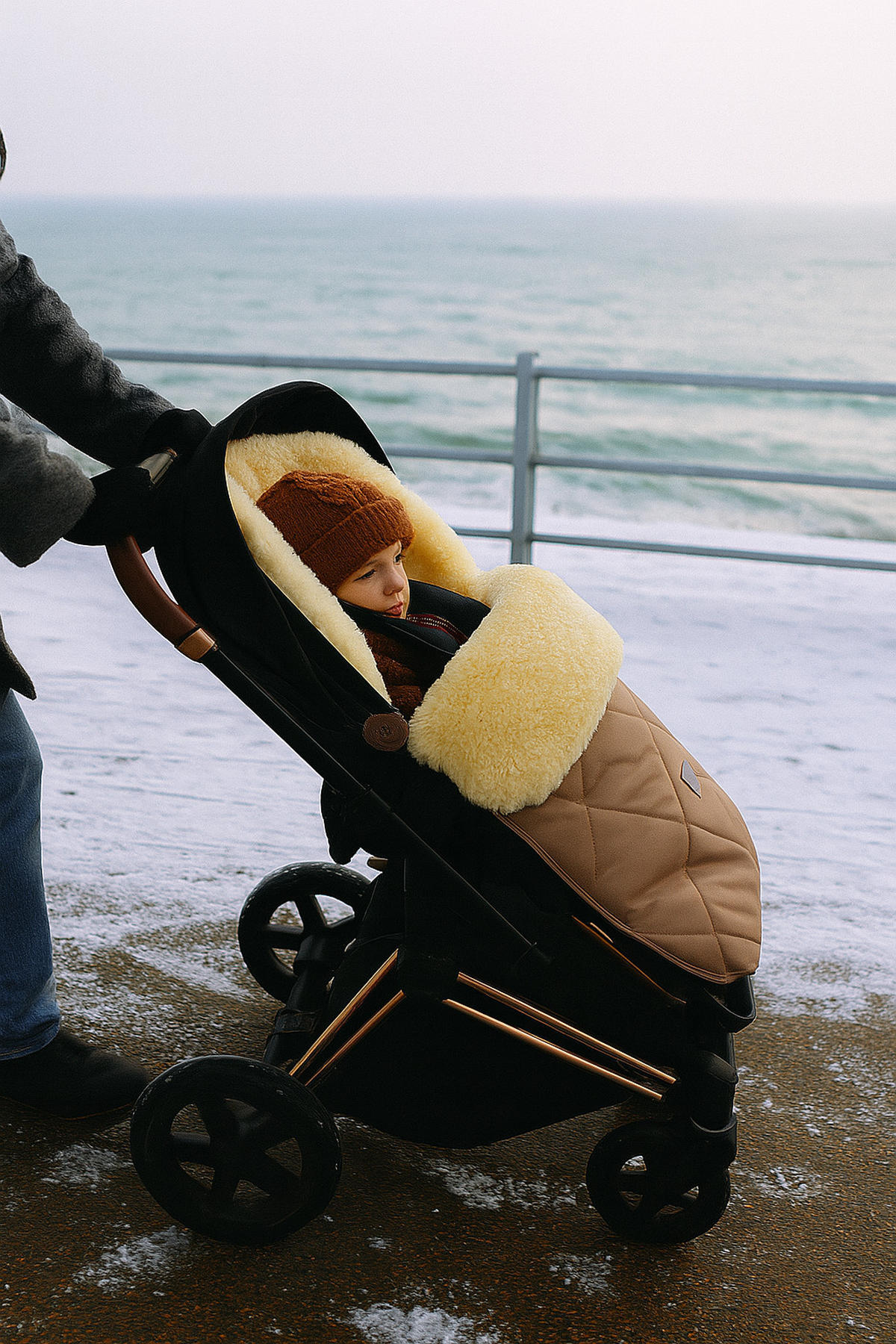 LAMMFELL-FUSSSACK Coosy, sand - Beige, Fell (45/85cm) - Kaiserbaby