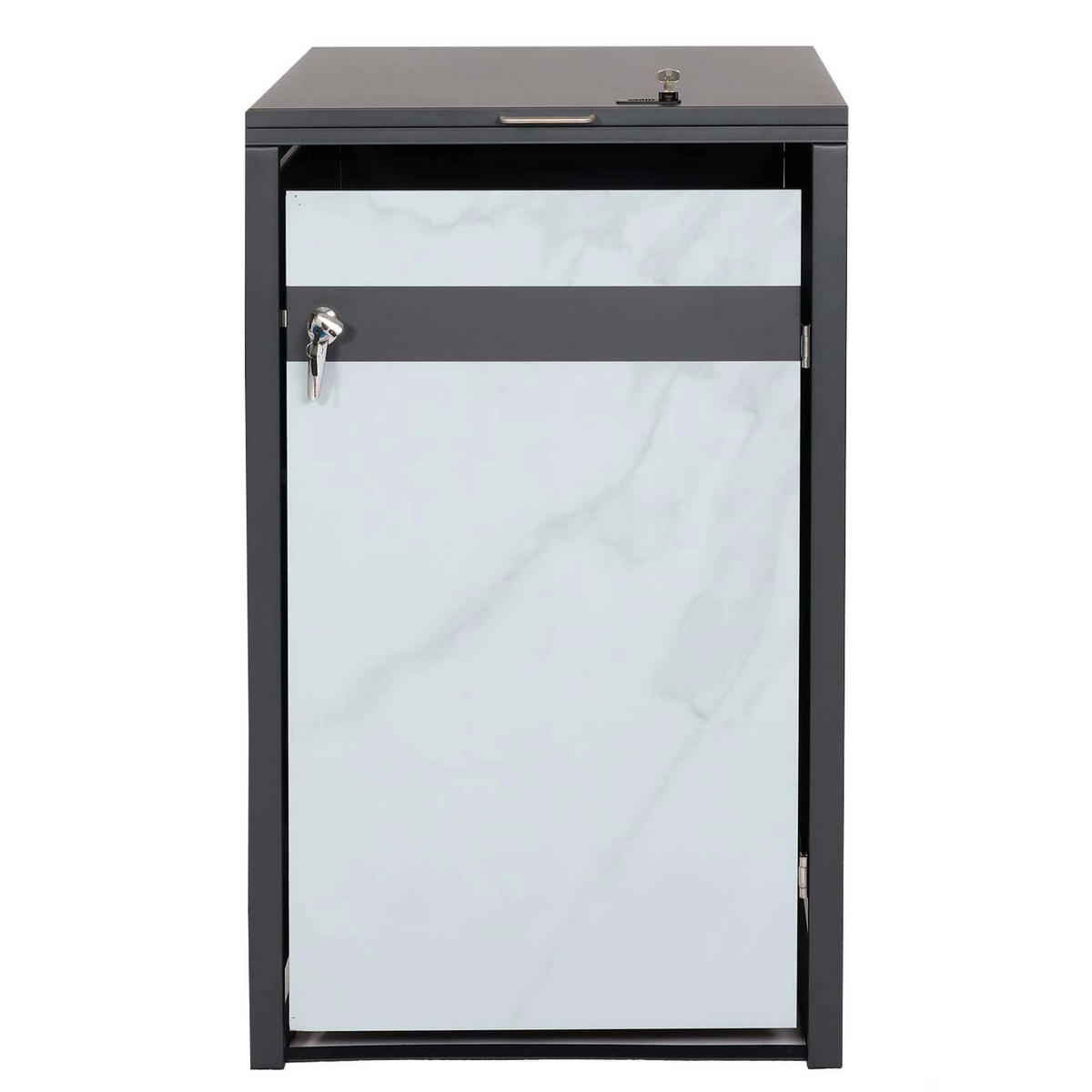 MÜLLTONNENBOX 1er 117x68x80cm Anthrazit Marmor-Optik hell - Creme, Metall (68/117/80cm) - PROREGAL