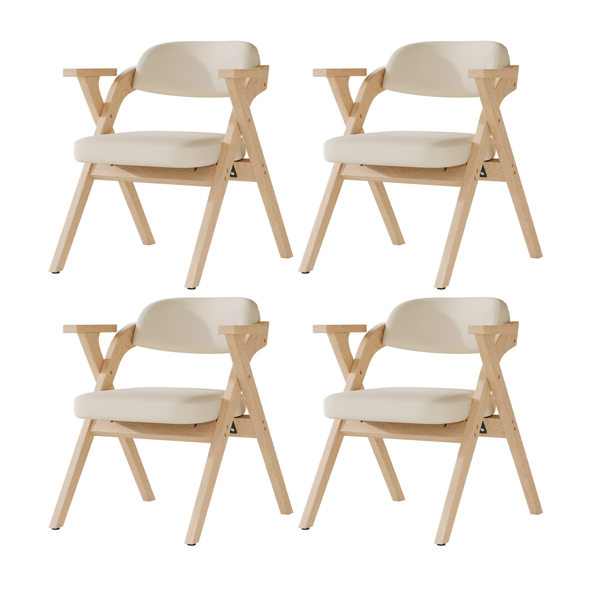 KLAPPSTUHL DE-35789 4 Stück mit Leinenbezug Beige - Beige, Holz (66.5/76/63.5cm) - ComfortXL