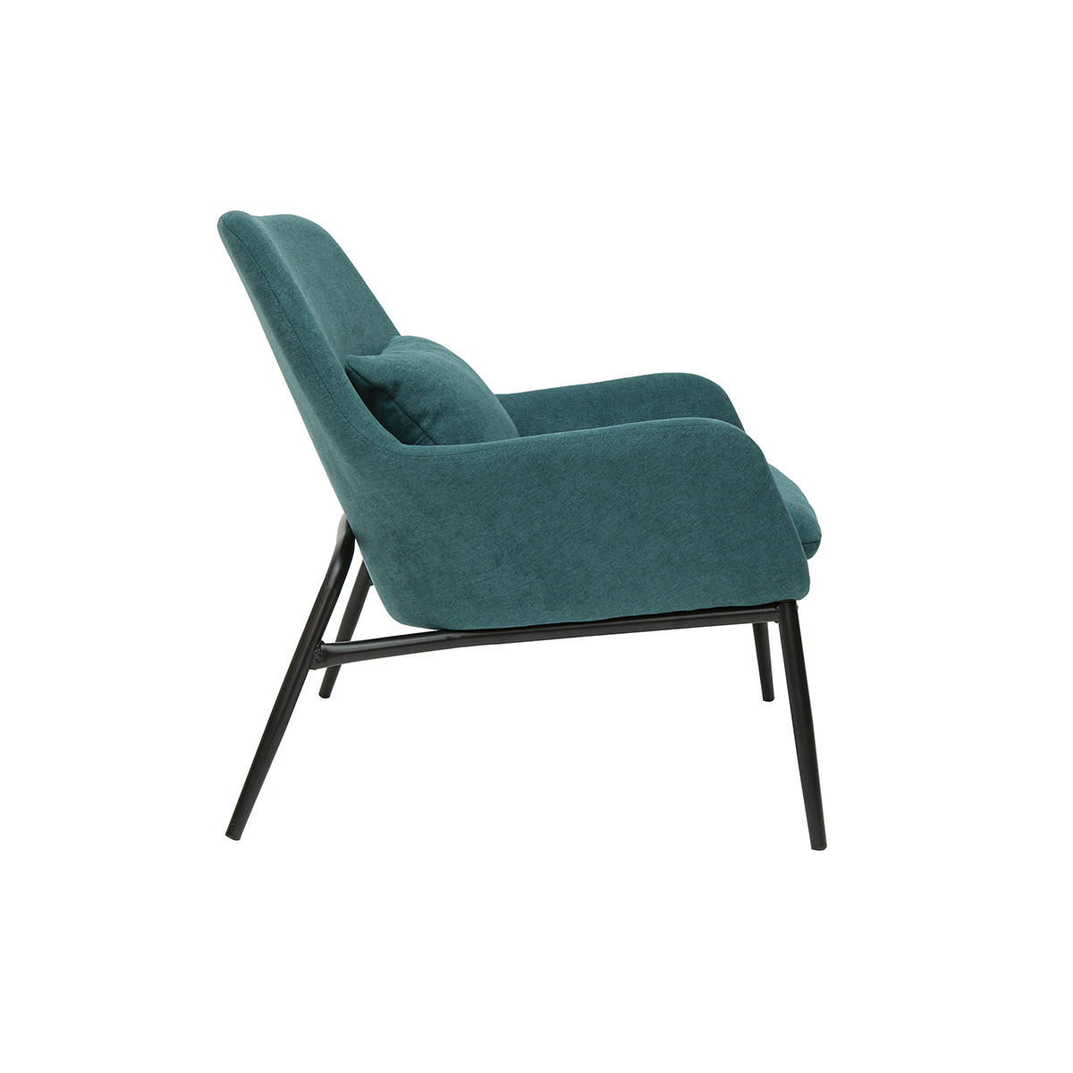 SESSEL Stoff Samteffekt Entenblau Schwarz Metall MAXINE - Blau, Textil (78/74/67cm) - Miliboo