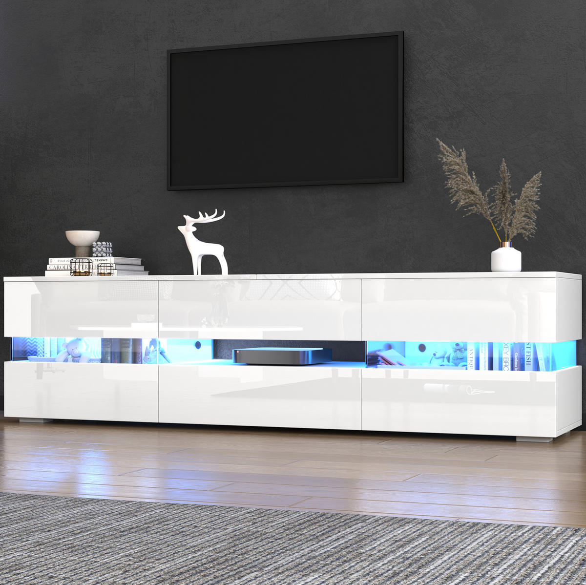 TV-ELEMENT mit LED 160 x 39 x 45 cm Hochglanz Weiß - Weiß, Holzwerkstoff (39/45/160cm) - Beauniv