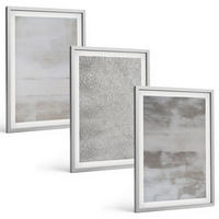 BILDER SET 3er Set - 40x60 cm Silberner Rahmen - Moderne minimalistische Texturen - Silberfarben, Kunststoff (40/60cm) - TULUP