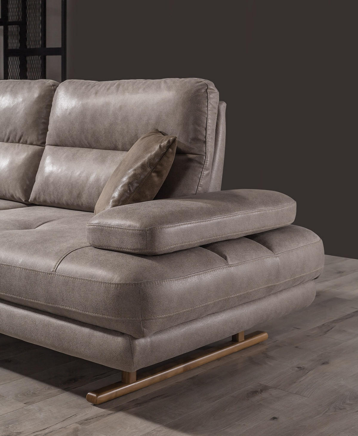 SITZGARNITUR Energy Grau-Seidengrau Stellvariante:3+3+1 - Braun, Holz (235/90/105cm) - Villa Möbel