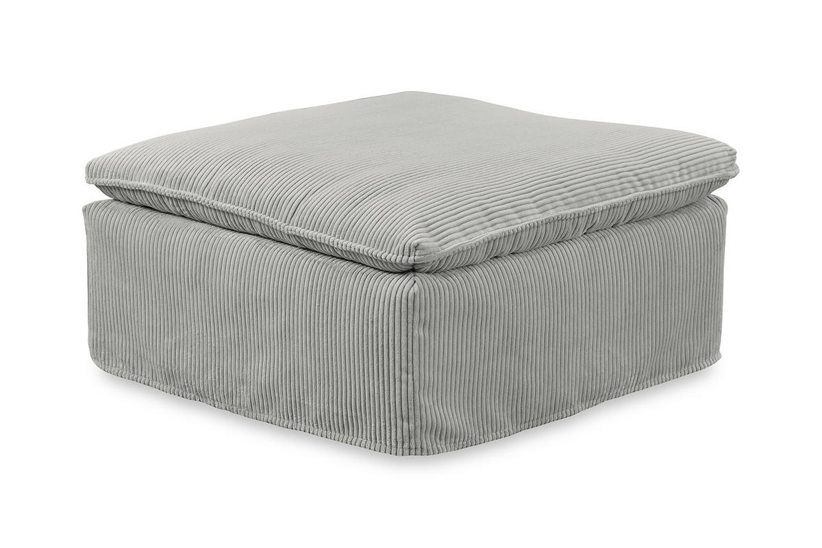 POLSTERHOCKER NETTA Grau Cord - Grau, Textil (90/46/90cm) - KAWOLA