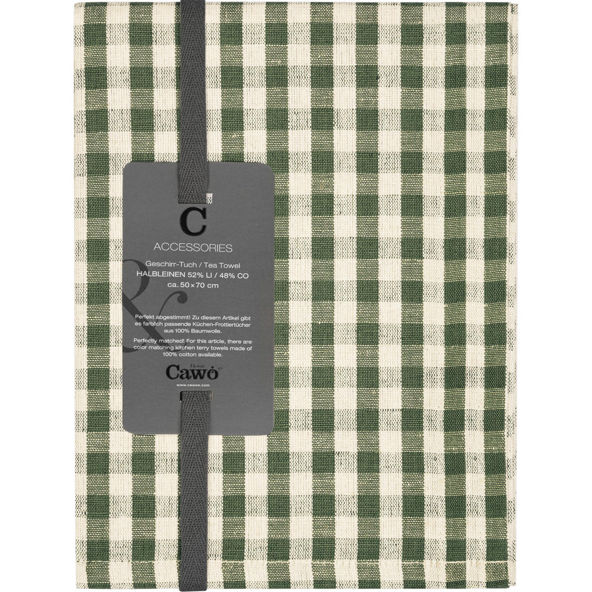 GESCHIRRTÜCHER LINEN CLASSICS KARO 538 OLIV - 43 - Grün, Textil (50/70cm) - Cawö