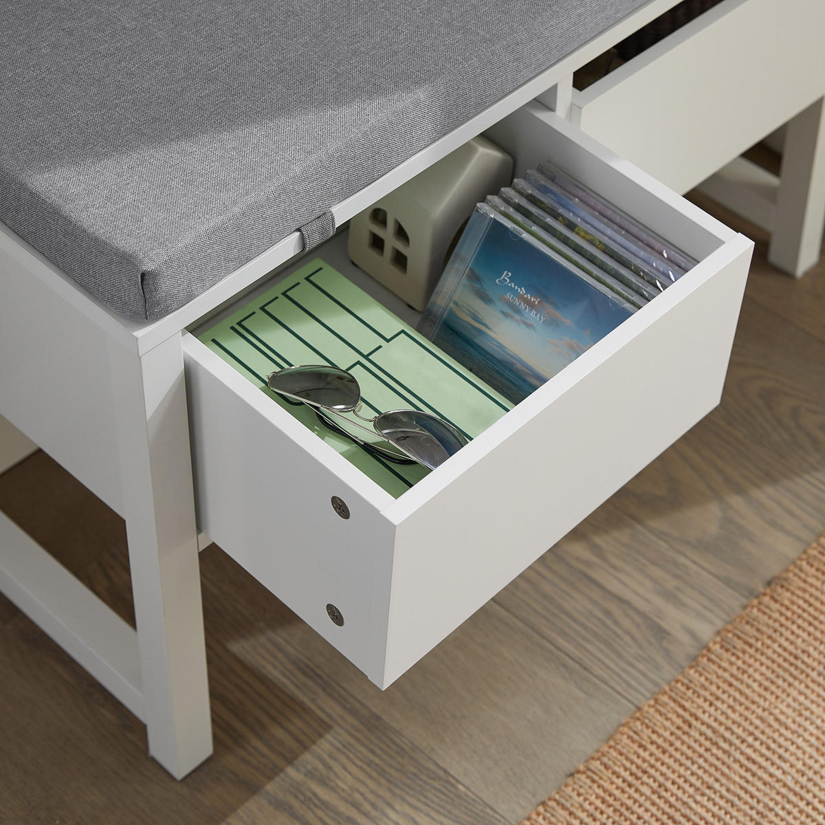 SCHUHBANK Weiß - Weiß, Holzwerkstoff (72/64/30cm) - SoBuy