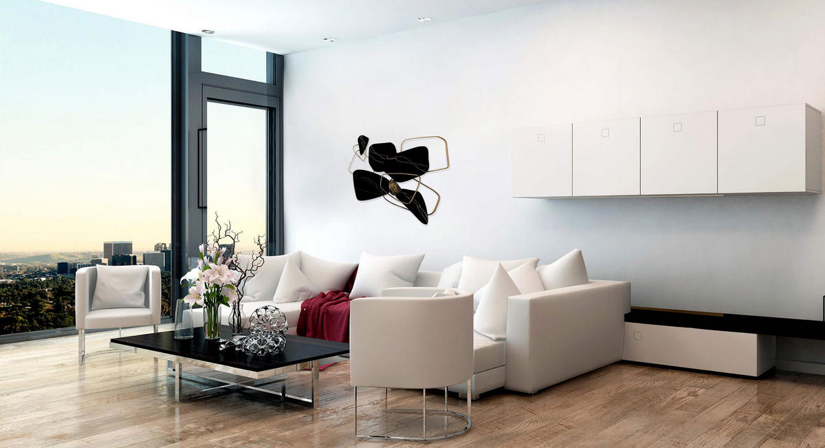 WANDDEKO Schwarz 83/74 cm - Schwarz, Metall (2.1/74/5cm) - KUNSTLOFT