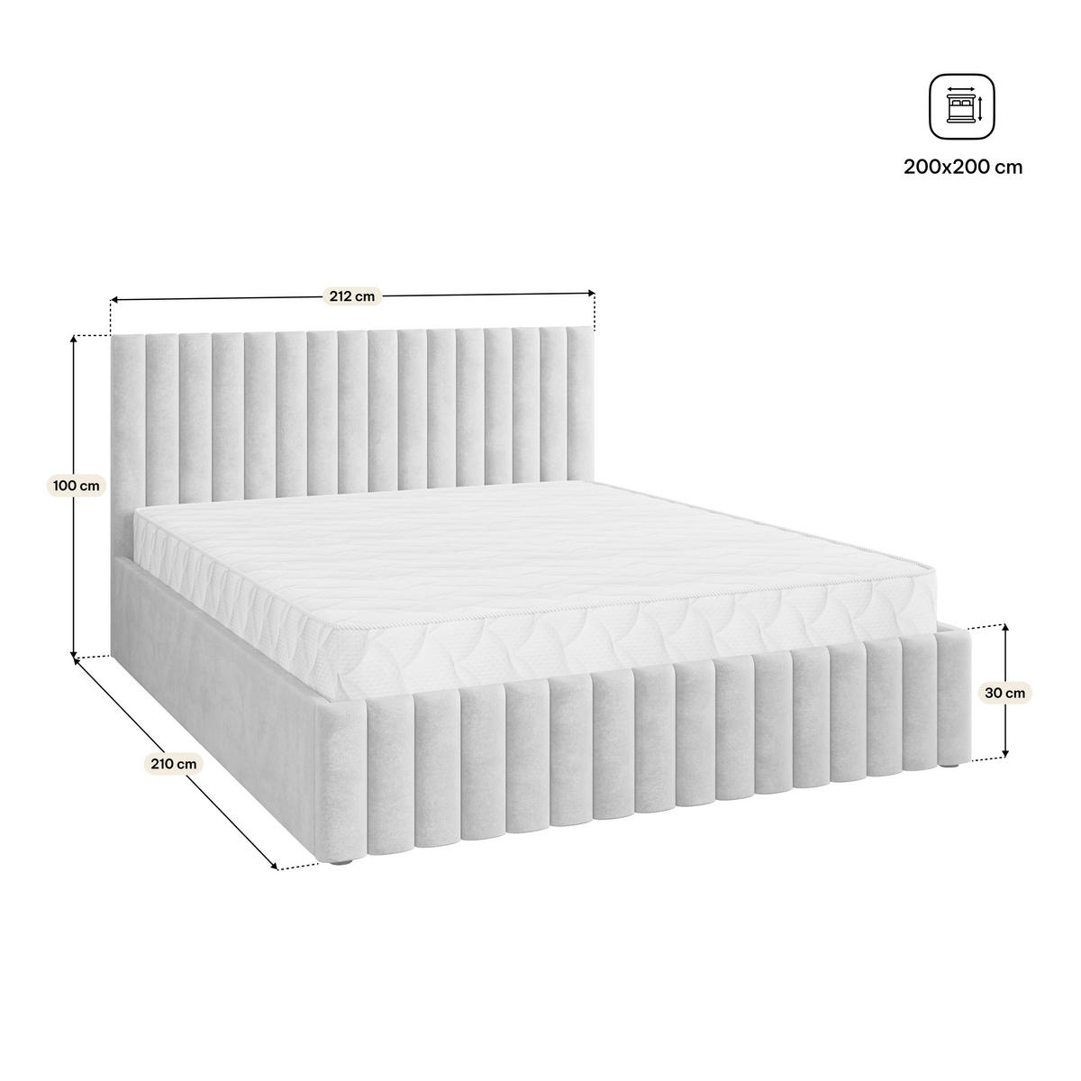 POLSTERBETT CARMIA K 200x200 cm mit Bettkästen - Braun - Braun, Holz/Textil - MASSENO