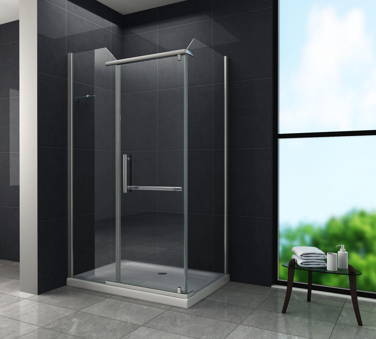 DUSCHKABINE VITA Klar 120 x 90 x 195 cm 8 mm ESG - Klar, Glas (90/120/195cm) - Glasdeals