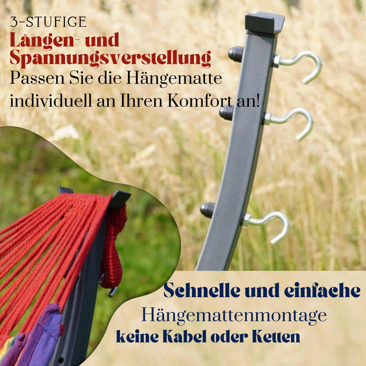HÄNGEMATTE mit Gestell Metal Potenza - Dunkelrot, Metall (98/110/250cm) - Potenza