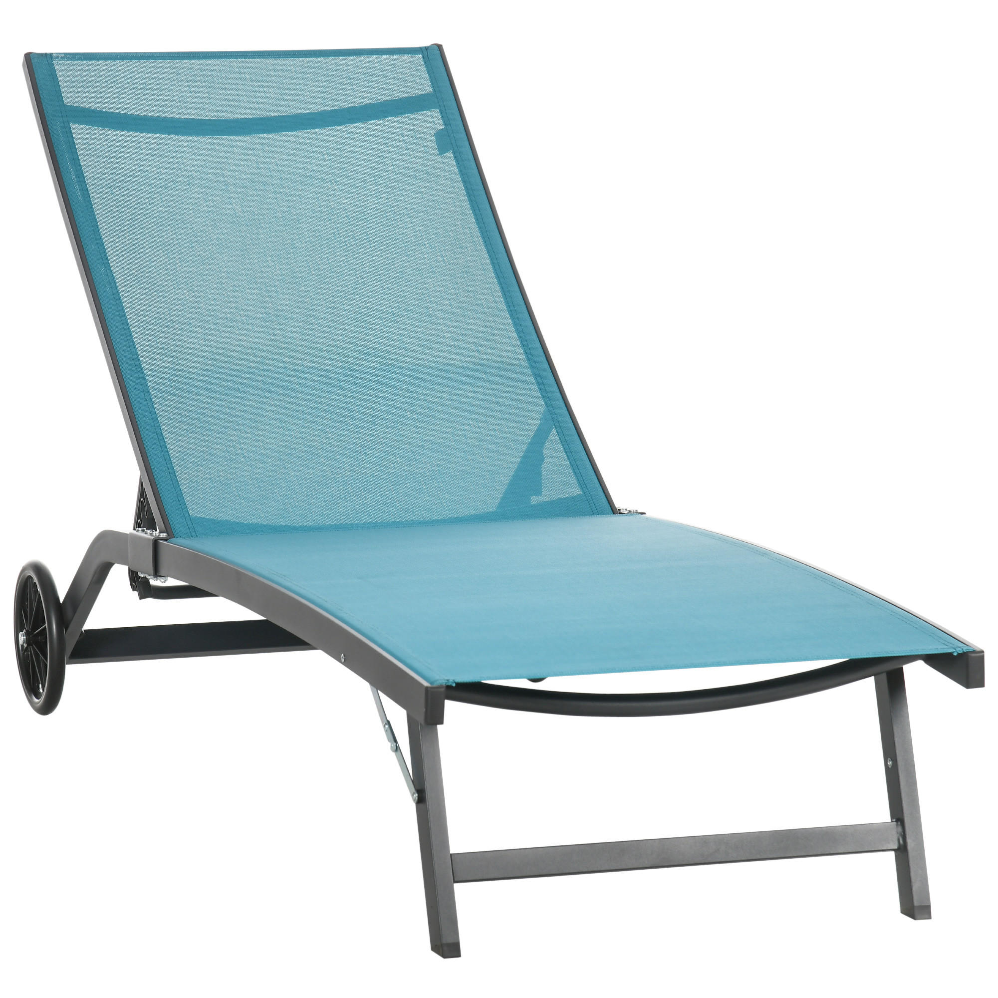 RELAXLIEGE mit verstellbarer Rückenlehne, 195 x 165 x 102 cm, Polyester, Blau - Blau, Kunststoff (66/102/165cm) - Outsunny