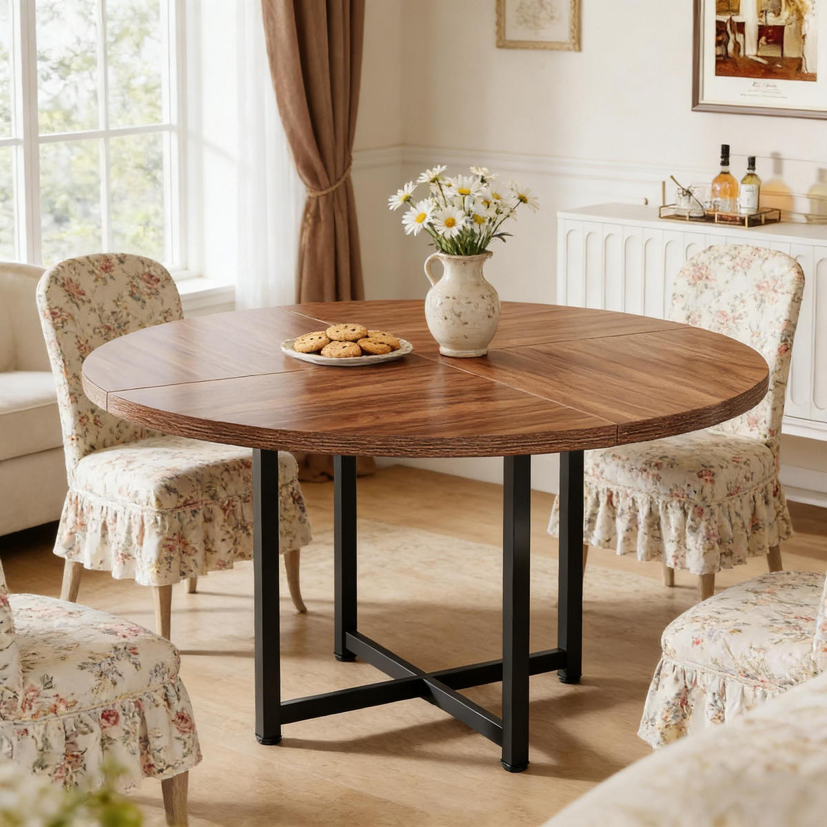 ESSTISCH Braun 120/120/75 cm - Schwarz, Holz (120/120/75cm) - PANGIVO