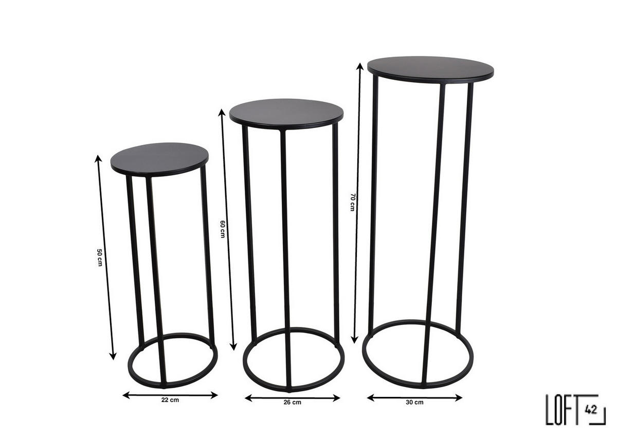 BEISTELLTISCH Nest Schwarz - Schwarz, Metall (30/30/70cm) - LOFT42