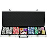 POKERSET DE-10595 500 Chips mit Unterlage für 9-10 Spieler Silber - Silberfarben, Metall (23.5/56cm) - ComfortXL