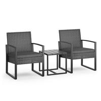GARTENMÖBEL-SET Anthrazit 3 Teile, mit Tisch - Anthrazit, Kunststoff - OK-Living