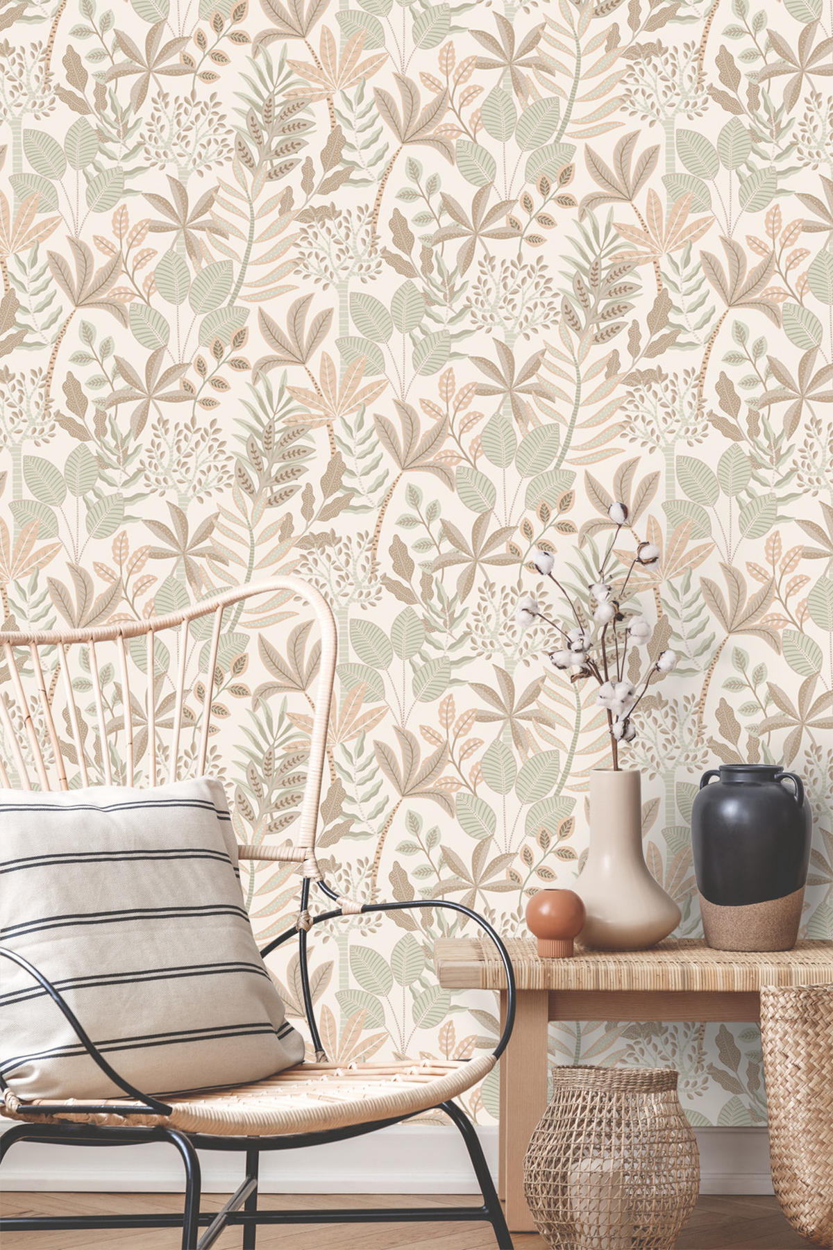 TAPETE Blätter 50 x 900 cm - Beige, Papier (50/900cm) - ESTAhome