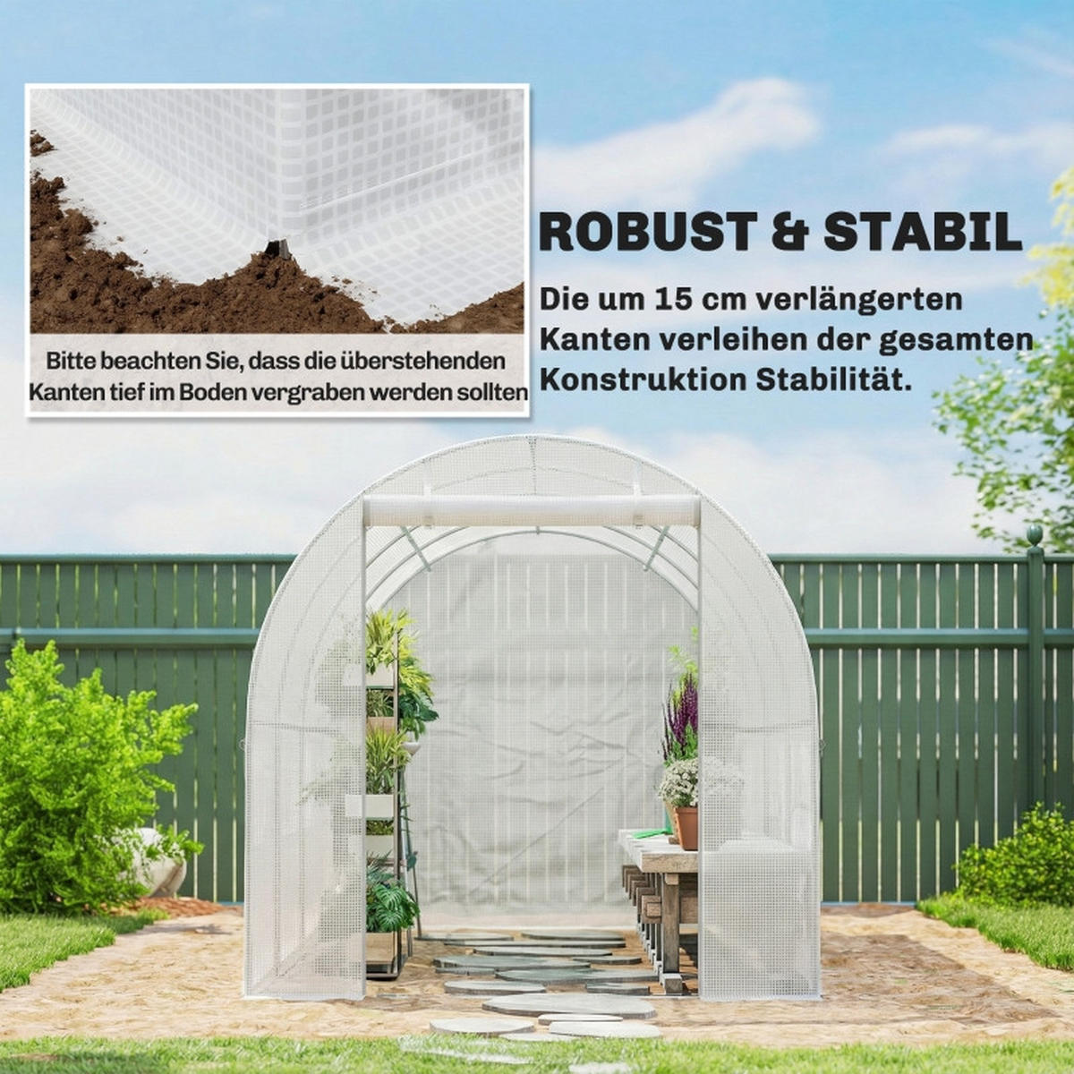 GEWÄCHSHAUSFOLIE 4x2 m Tür Fenster UV Schutz weiß - Weiß, Kunststoff (400/200/200cm) - Fortuna Lai
