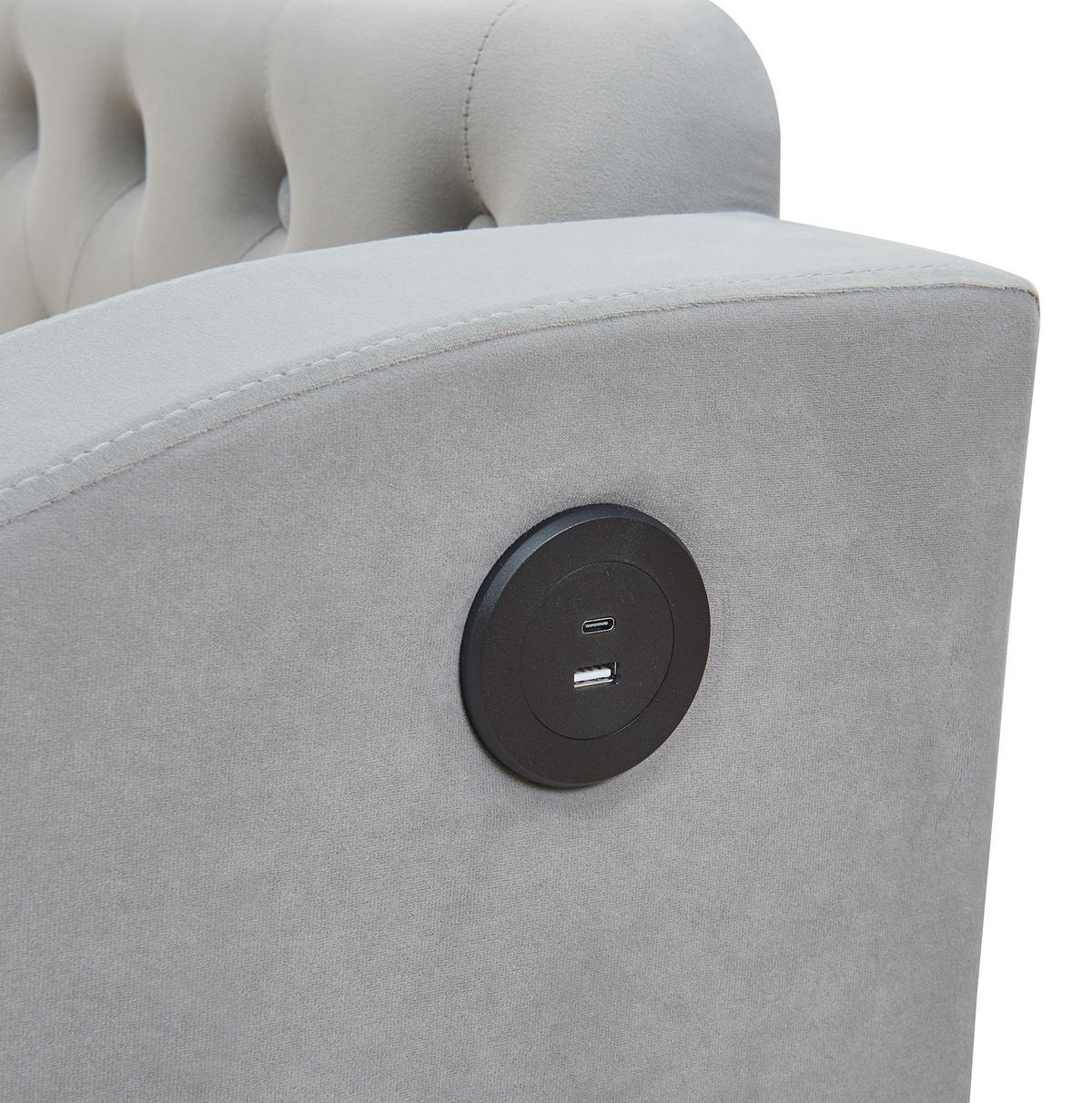 POLSTERBETT 90/190 cm Grau aus Samtstoff mit USB-Ladeanschluss - Grau, Textil (90/180cm) - OKMYHOME
