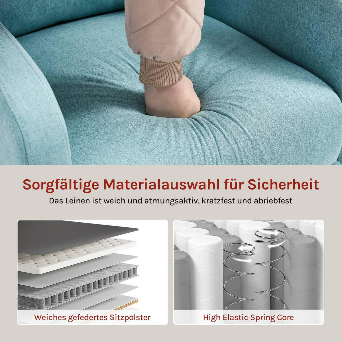 RELAXSESSEL mit Liegefunktion, Leinen , Blau - Blau/Schwarz, Textil/Metall (65.5/102/89cm) - Woltu